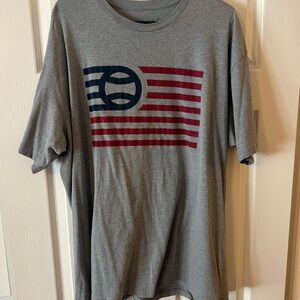 Gray Short Sleeve Tee with Flag Design